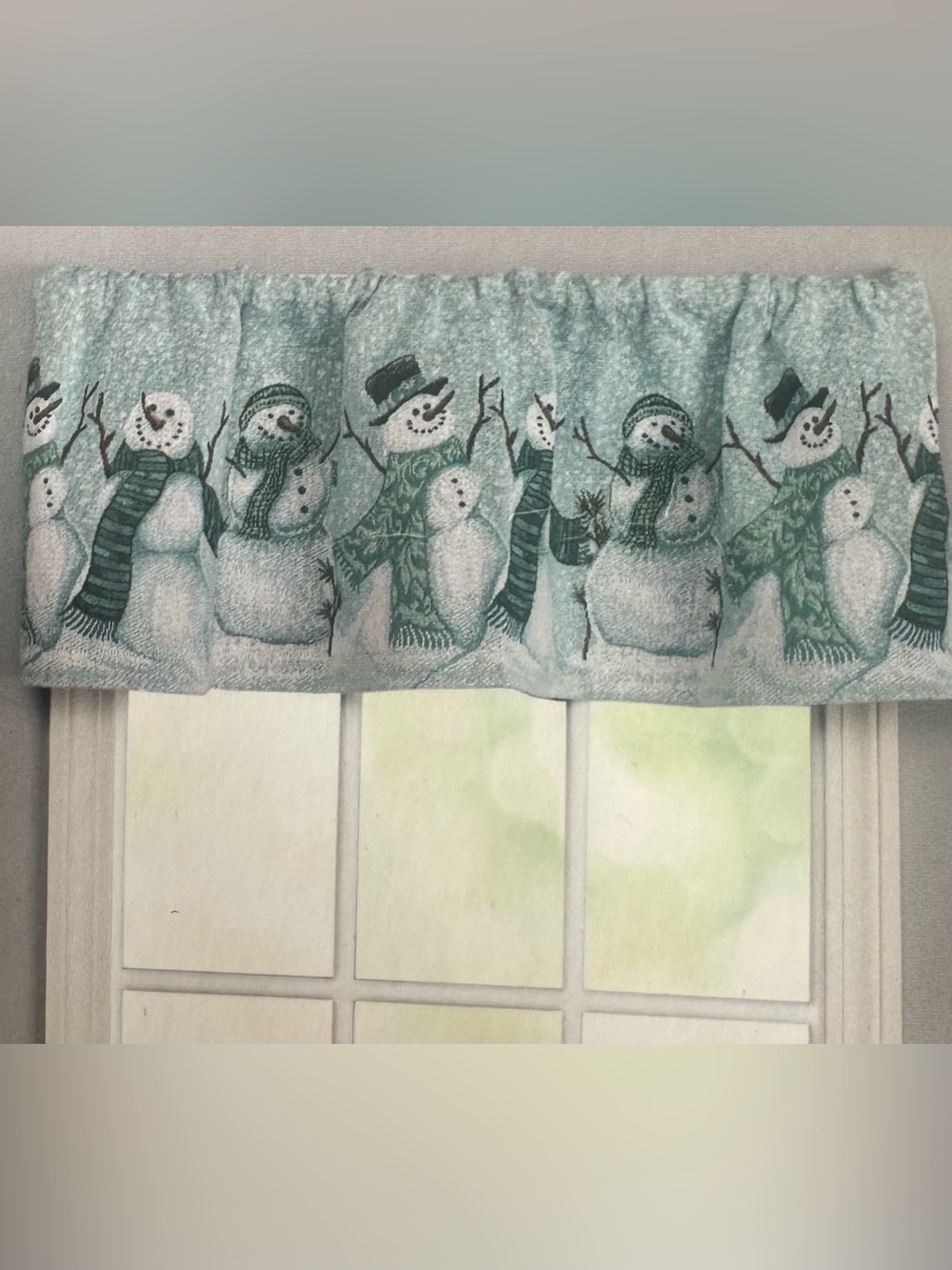 Peppermint and Pine Snowman Tapestry Valance - New